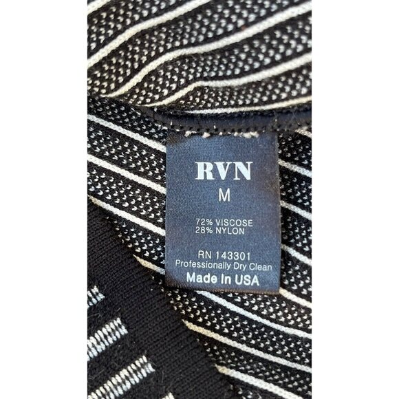RVN Womens Black Striped Ribbed Long Sleeve Stretch Knit Striped Top  Dash - Picture 5 of 13